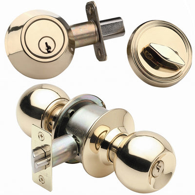 Combo Ball Cerradura Acceso + Cerrojo Bronce