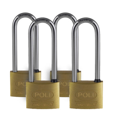 Pack 4 Candados Bronce 40mm Gancho Largo