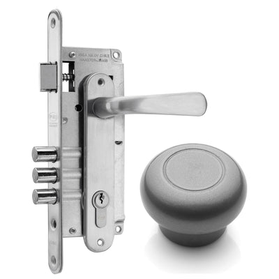 Pack Cerradura Embutida Futura B40 Acceso 1/2 Inoxidable + Perillón Clásico